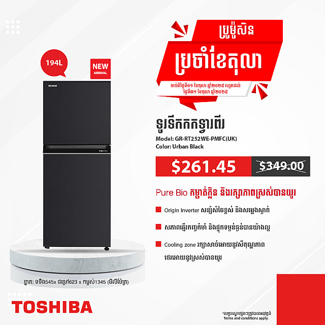 Toshiba Refrigerator (Inverter,Double door,194L)